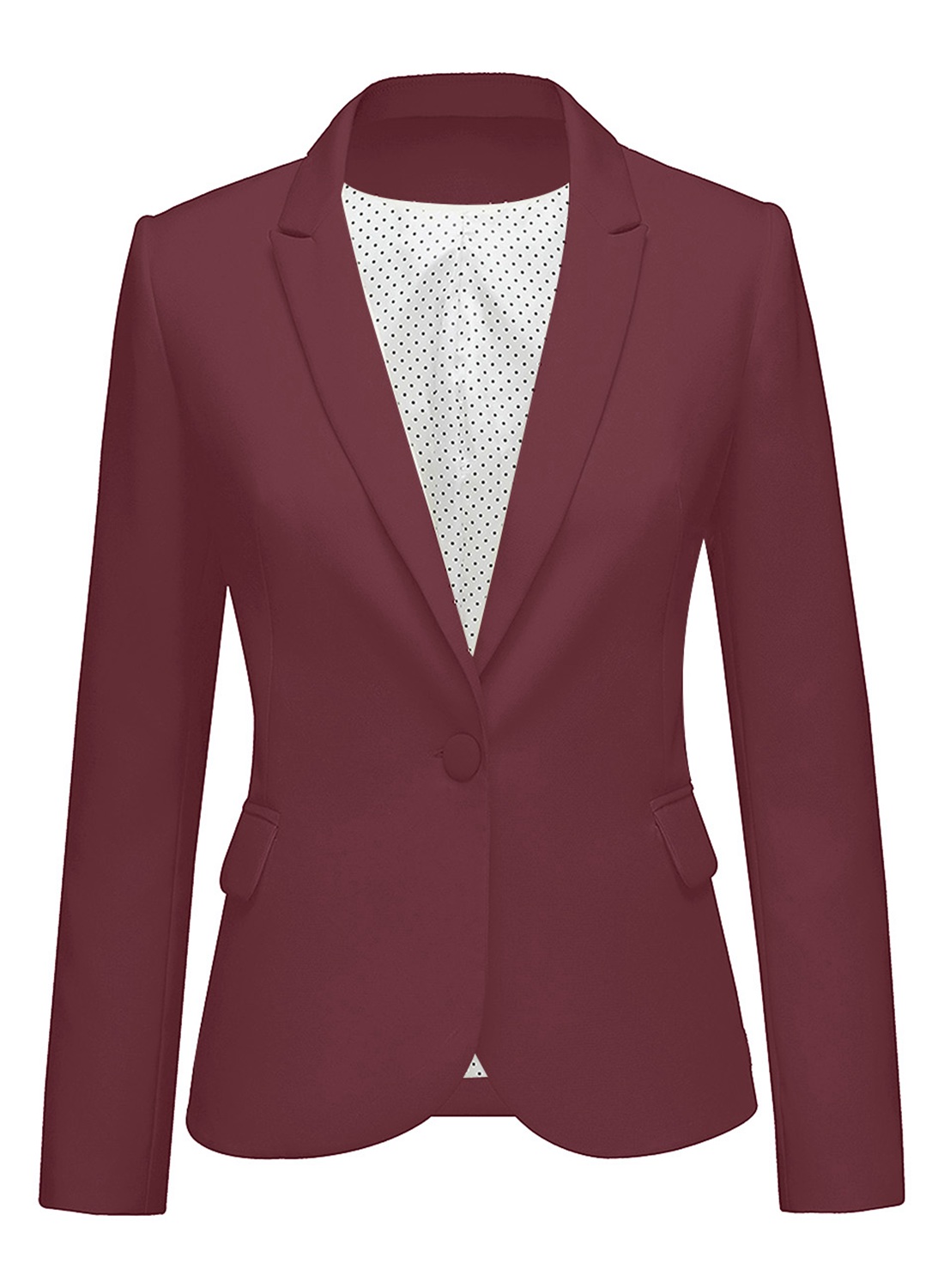 LookbookStore Basic Work Blazer for Women Notch Lapel Button Down Business Suits Size 2XL Size 20 Size 22 Cabernet Port